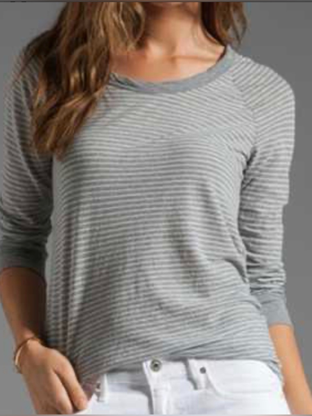 Standard James Perse Heather Gray Striped Long-Sleeve Tee
